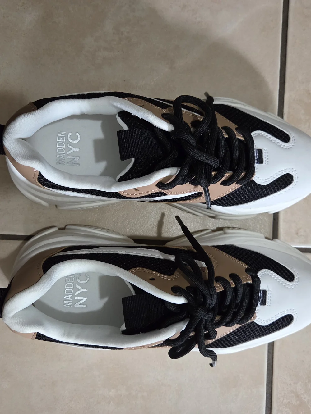 Madden NYC Women's Chunky Sneakers in Black & Tan